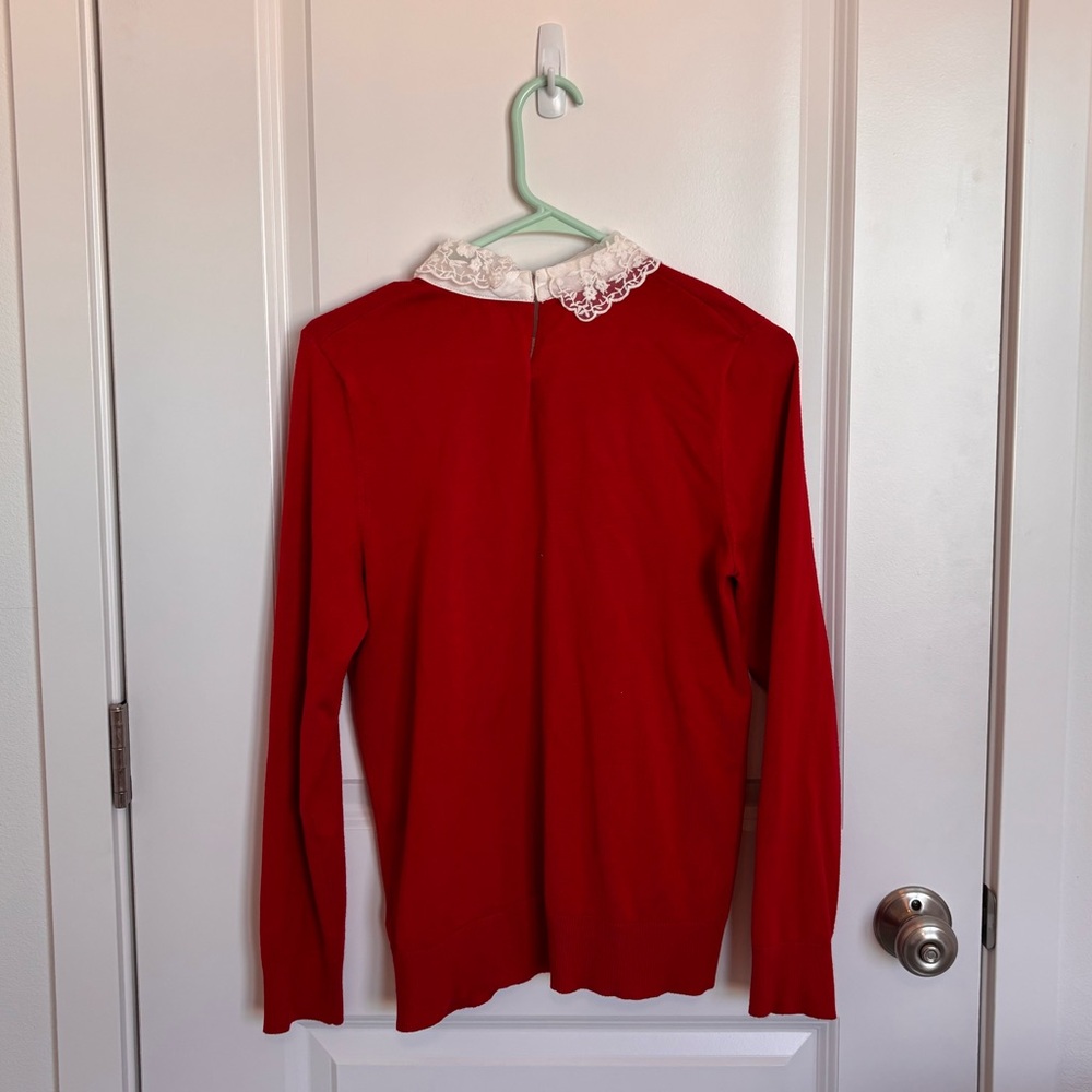 Cable & Gauge Red Sweater Lace Collar - Picture 4 of 4
